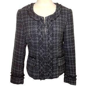 VINTAGE della spiga italy gray tweed blazer wool blend herringbone plaid coat M